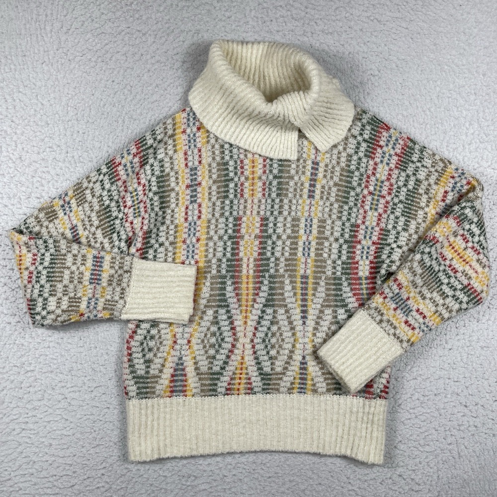 Anthropologie Sleeping On Snow Sweater Womens Small Chalet Jacqard Cowl‎ Neck
